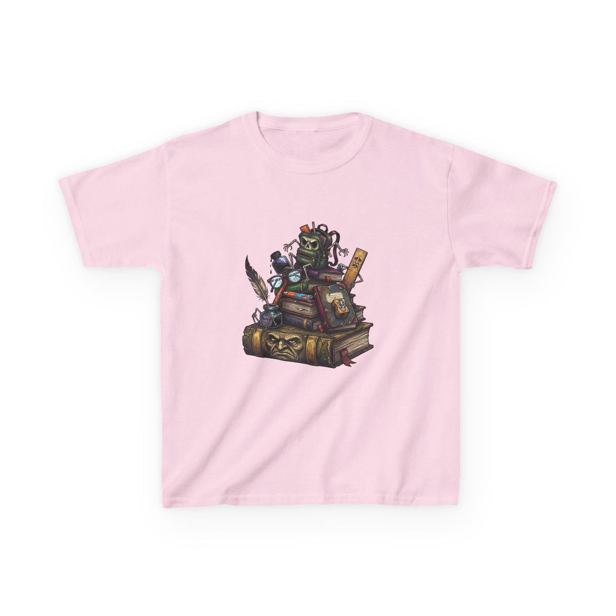 Kids Dark Academia Tee - Macabre School Supplies Skull