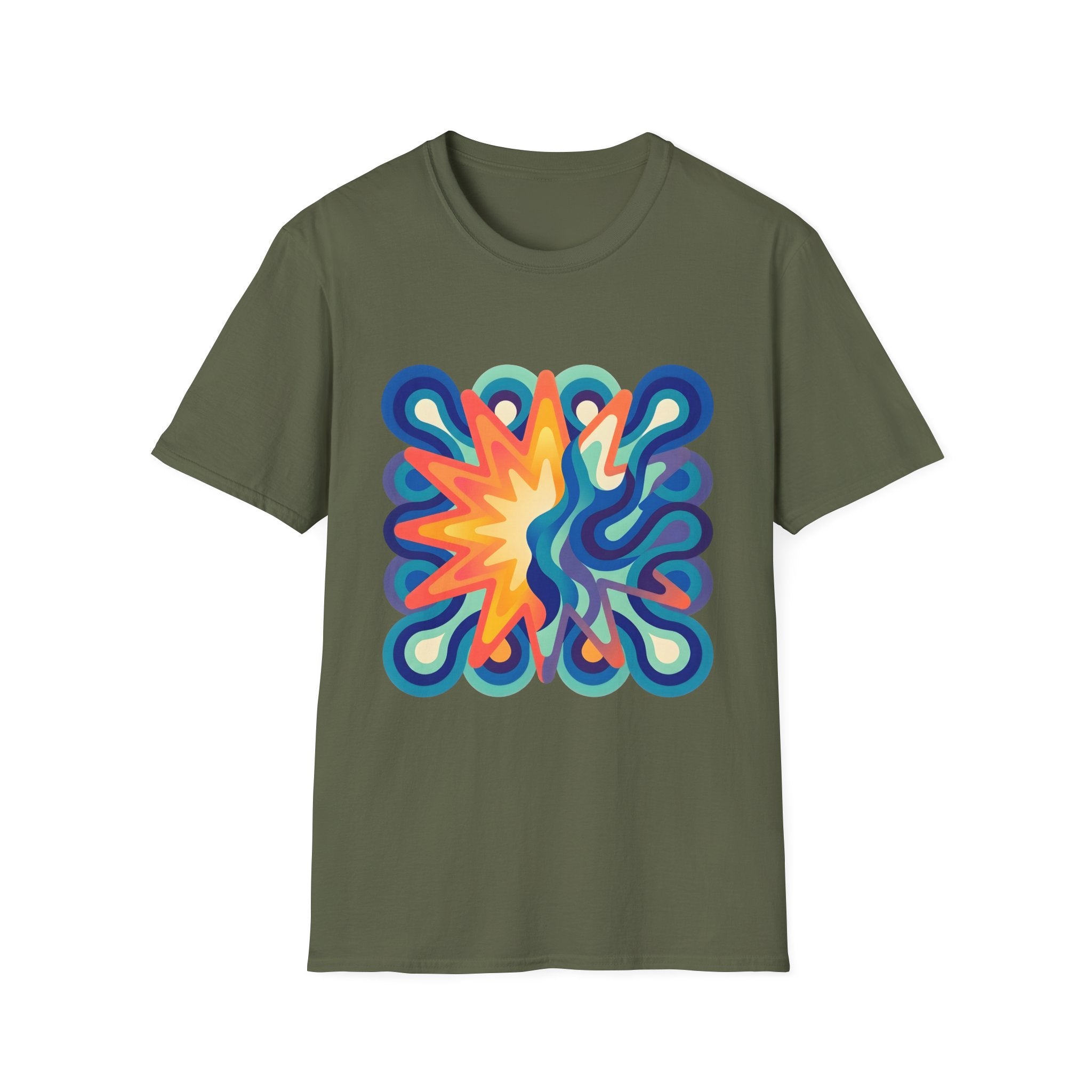Abstract T-Shirt - Psychedelic Starburst Graphic Tee | Dynamic Blue