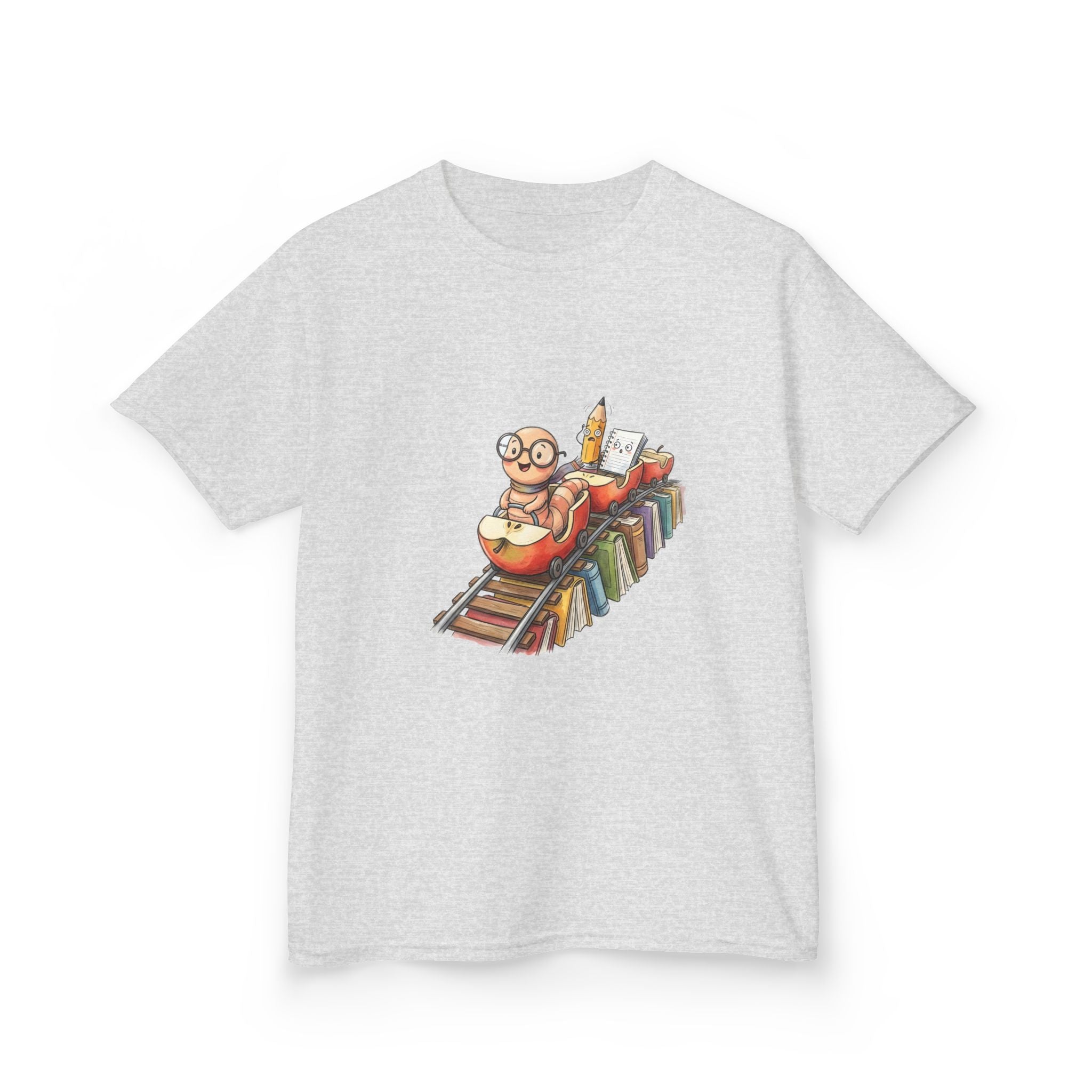 Kids Learning Train Tee - Whimsical Bookworm Education Shirt