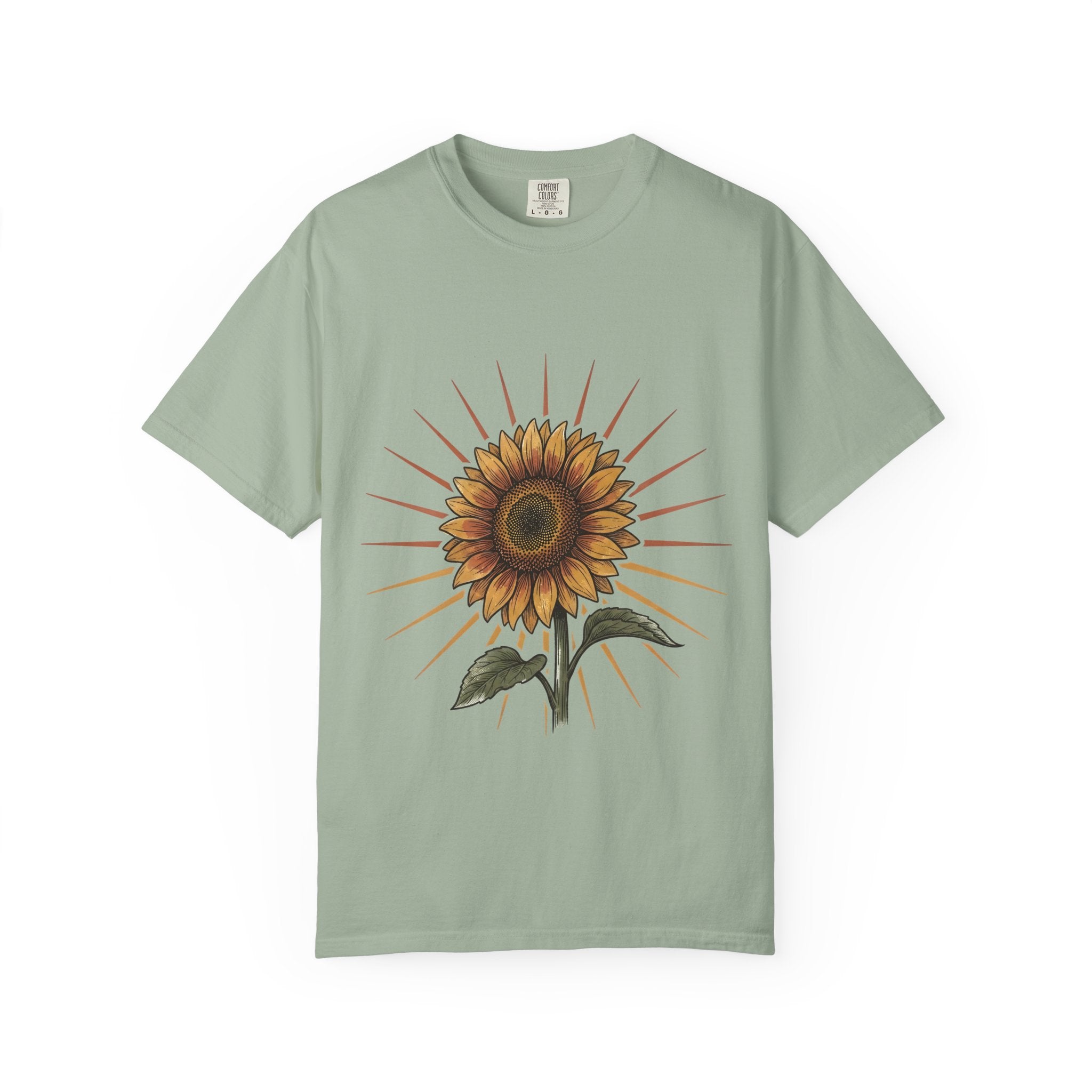 Sunflower T-shirt - Vintage Botanical Line Art | Comfort Colors