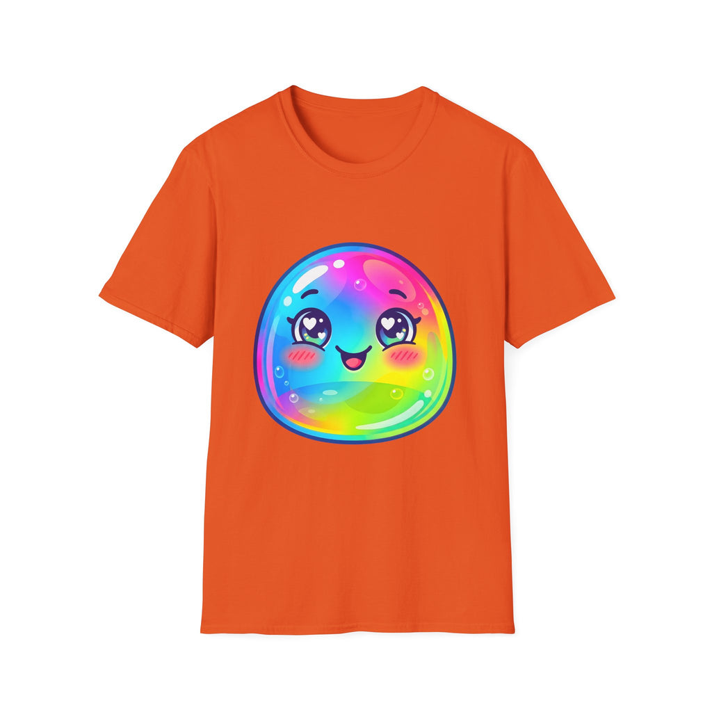 Unisex Kawaii T-Shirt - Happy Rainbow Blob Character Tee