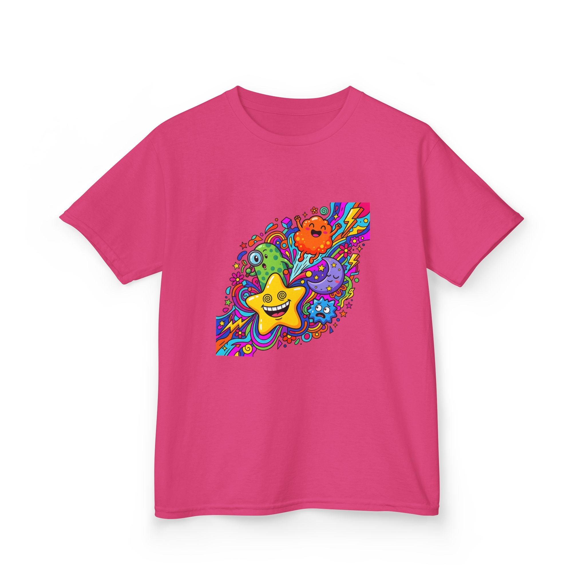 Kids Psychedelic Monster Tee - Vibrant Cartoon Doodle Shirt
