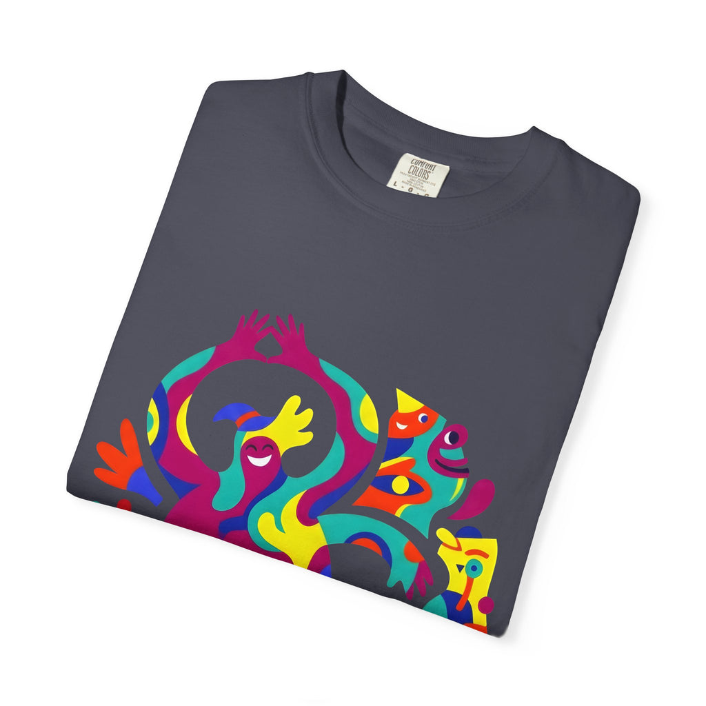 Garment-Dyed T-shirt - Joyful Abstract Creatures | Whimsical Graphic