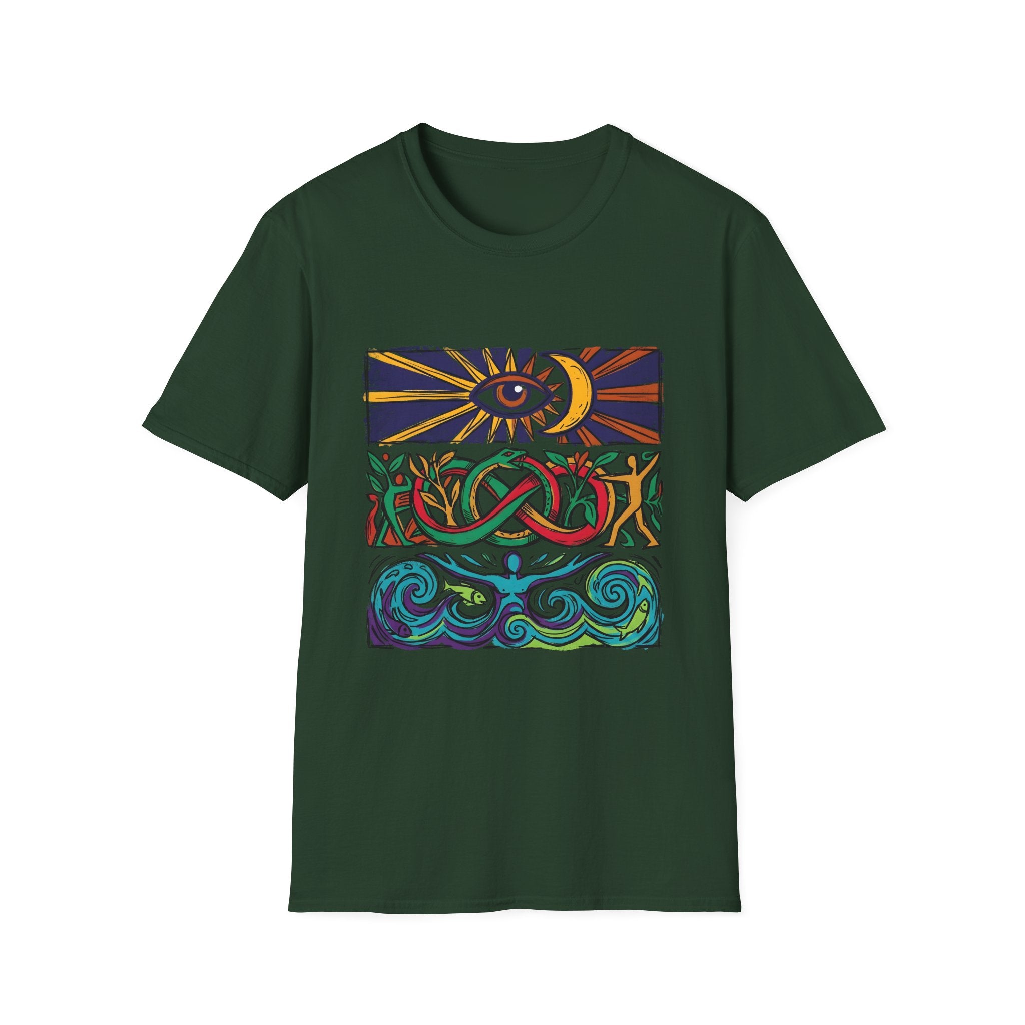 Unisex T-Shirt - Cosmic Folk Art Eye & Snake | Spiritual Nature