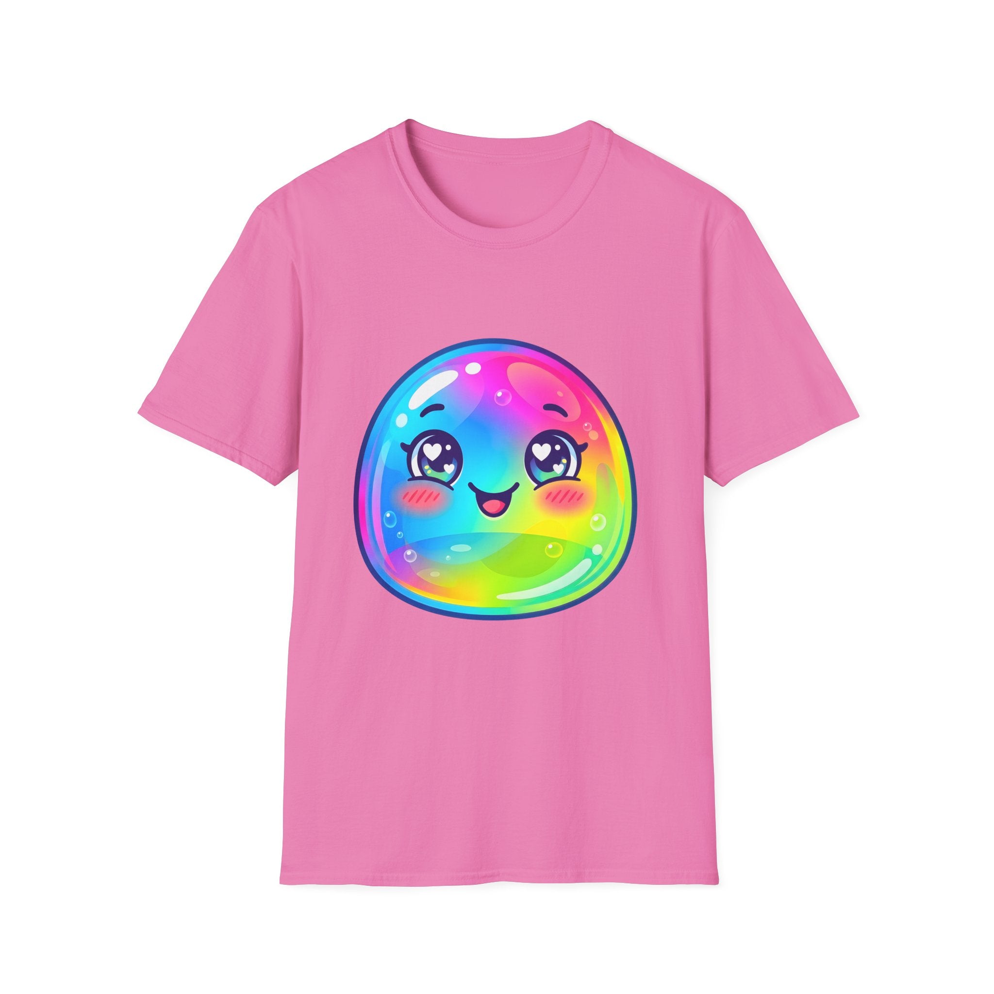 Unisex Kawaii T-Shirt - Happy Rainbow Blob Character Tee