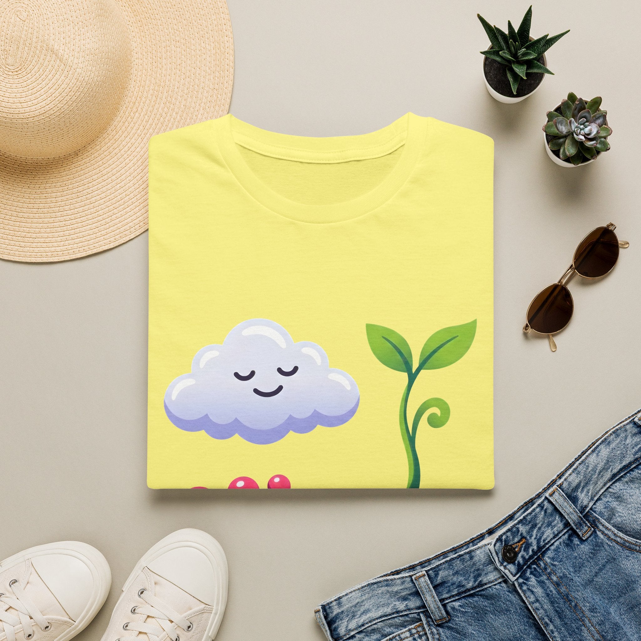 Cute Nature T-Shirt - Whimsical Cloud Sprout Wave Design | Unisex