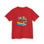 Kids T-Shirt - Whimsical Chameleon Reading Books | School Tee