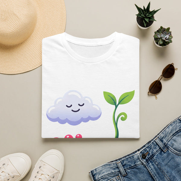 Cute Nature T-Shirt - Whimsical Cloud Sprout Wave Design | Unisex