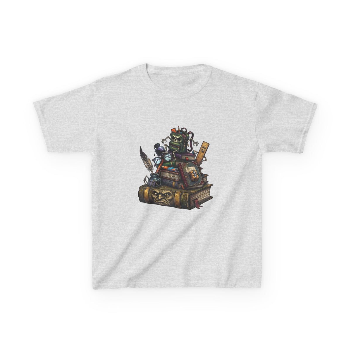 Kids Dark Academia Tee - Macabre School Supplies Skull