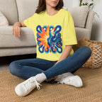 Abstract T-Shirt - Psychedelic Starburst Graphic Tee | Dynamic Blue