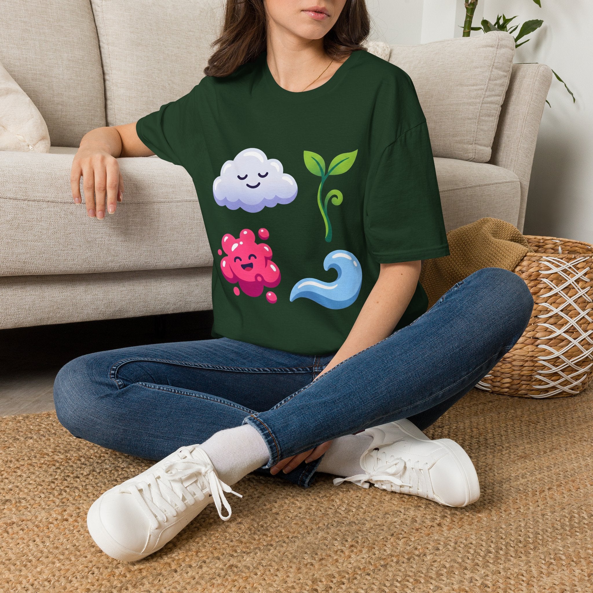 Cute Nature T-Shirt - Whimsical Cloud Sprout Wave Design | Unisex