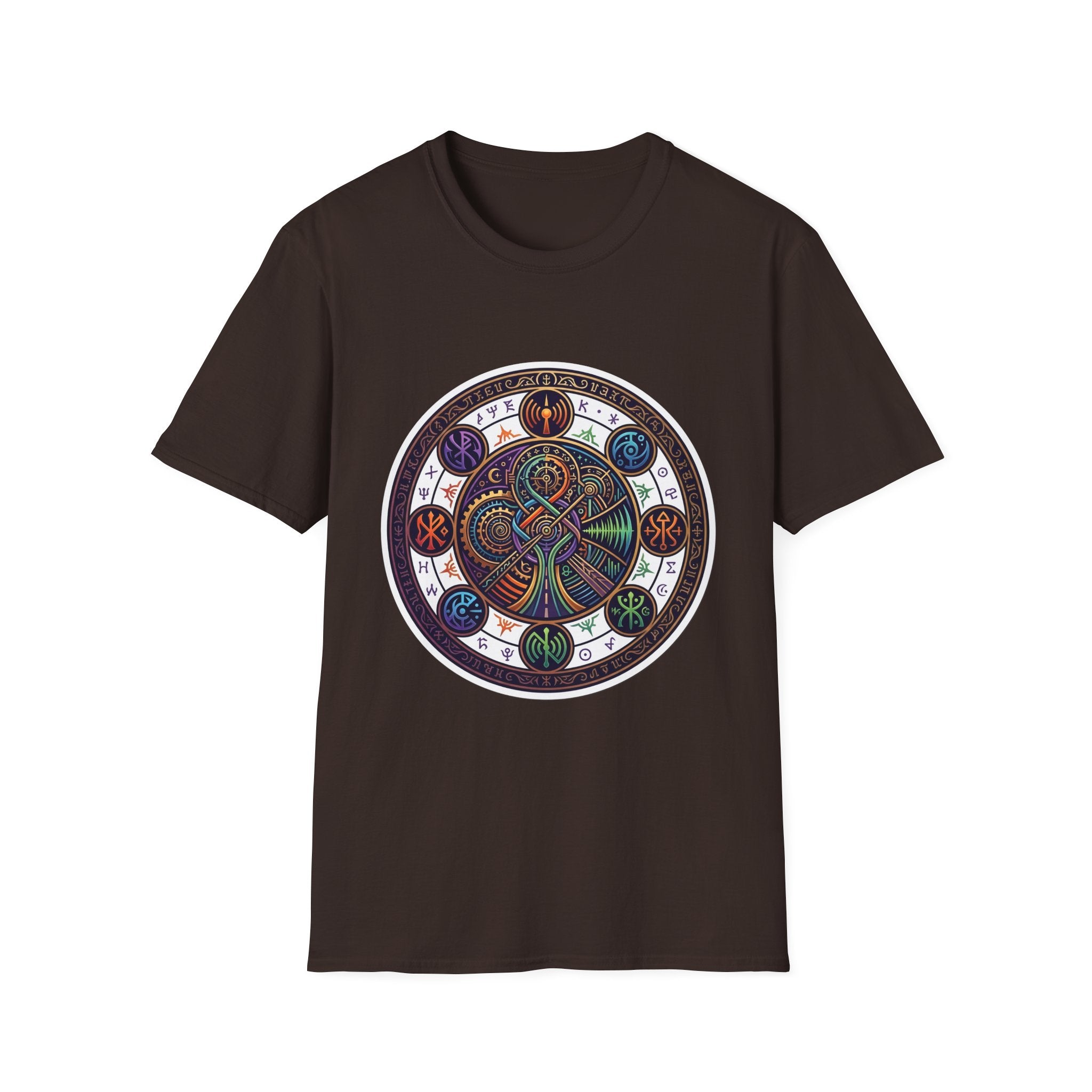 Unisex Steampunk T-Shirt - Ornate Mystical Mandala & Gears