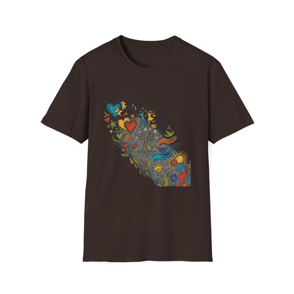 Unisex T-Shirt - Groovy Folk Art Love & Peace | Vibrant Community