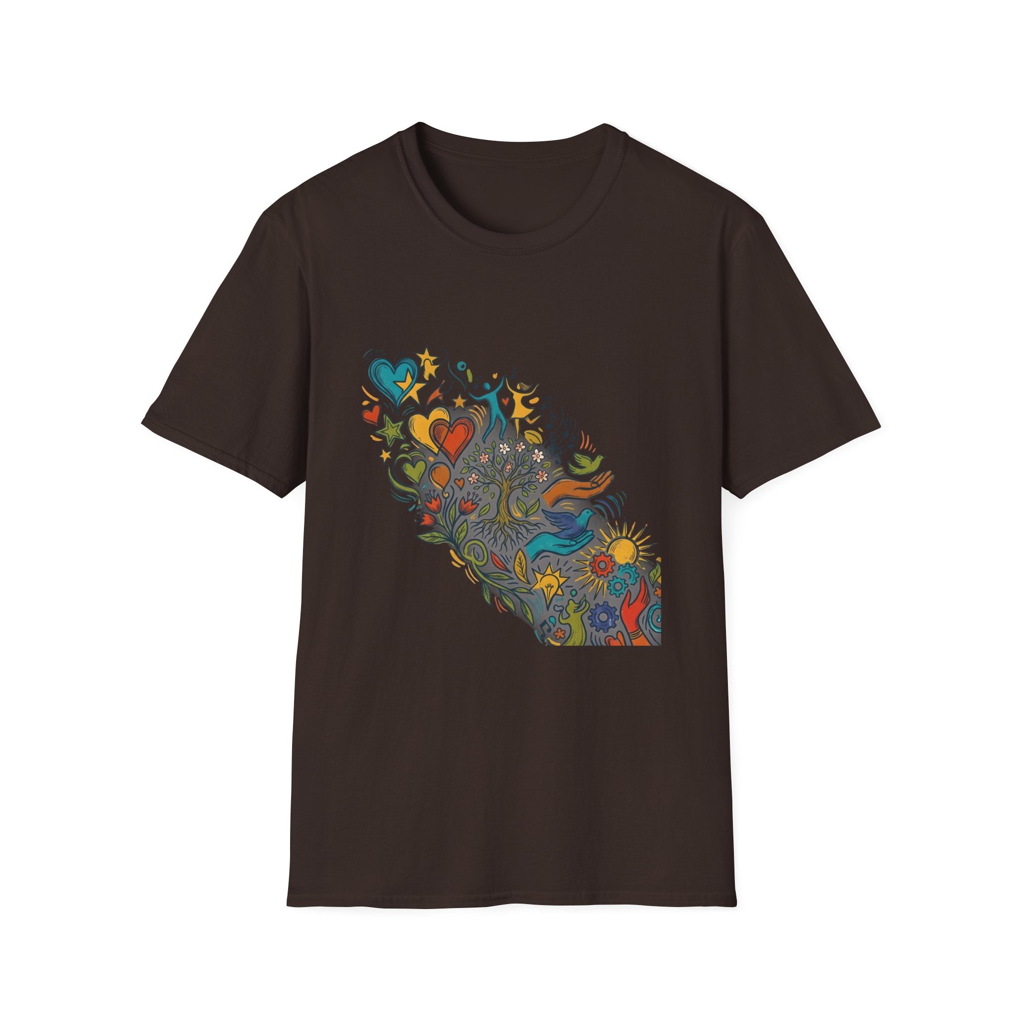 Unisex T-Shirt - Groovy Folk Art Love & Peace | Vibrant Community