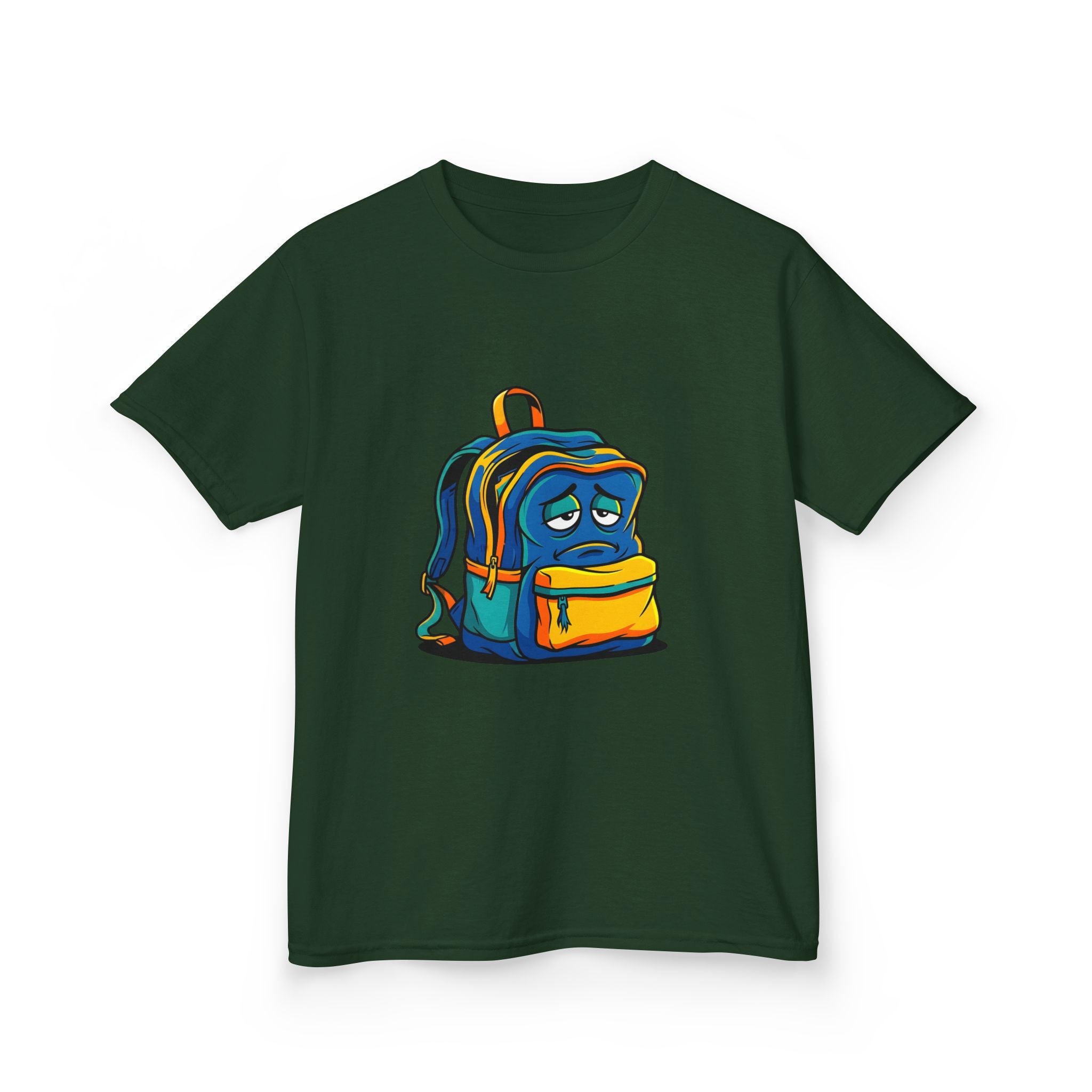 Kids Heavy Cotton Tee - Sad Backpack Cartoon | Back to School 2026