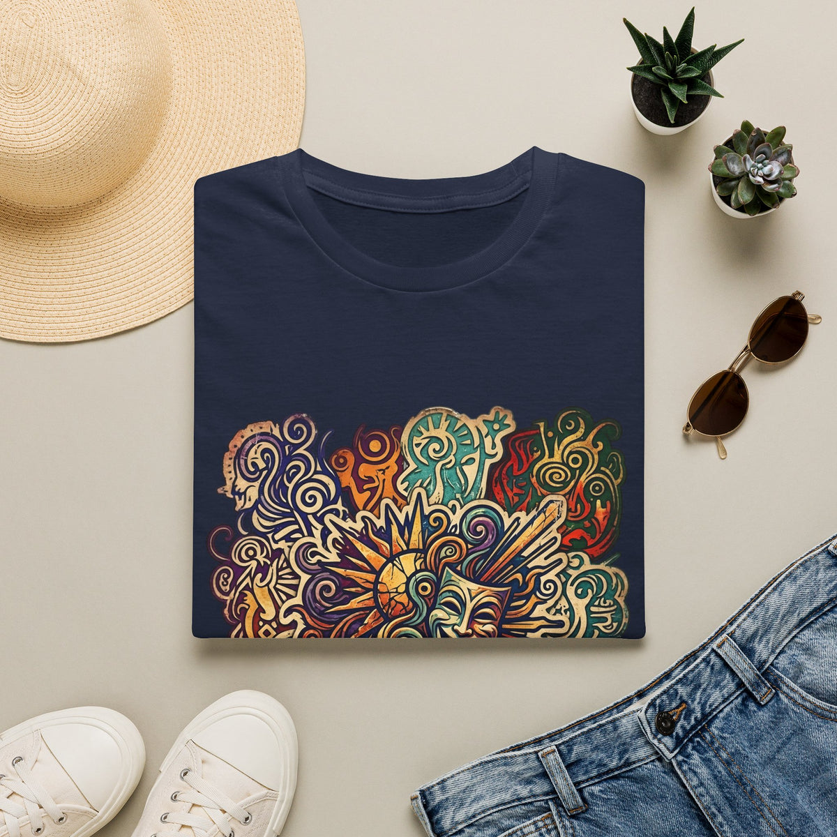 Unisex T-Shirt - Retro Psychedelic Theater Comedy Mask | Abstract Art