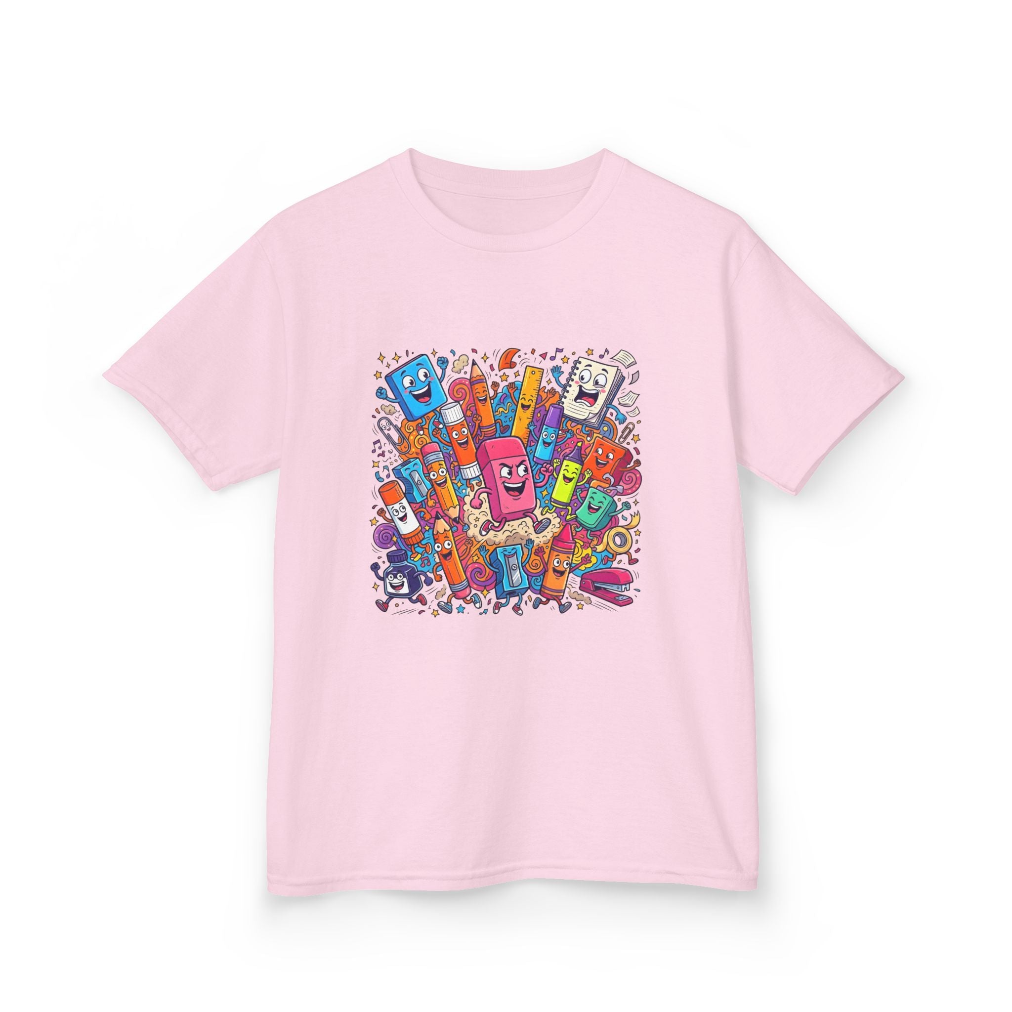 Kids T-Shirt - Cartoon School Supplies Doodle | Back to School