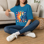 Abstract T-Shirt - Psychedelic Starburst Graphic Tee | Dynamic Blue