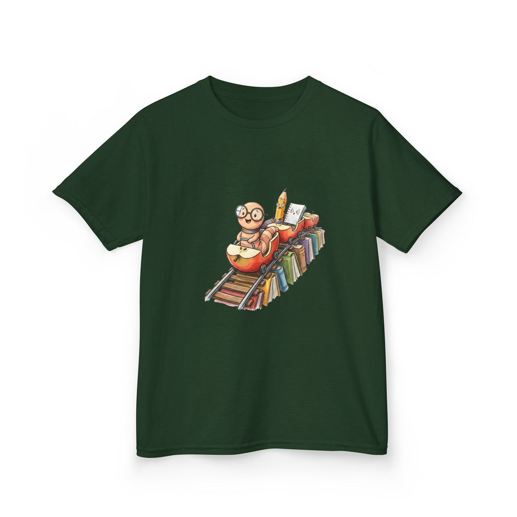 Kids Learning Train Tee - Whimsical Bookworm Education Shirt
