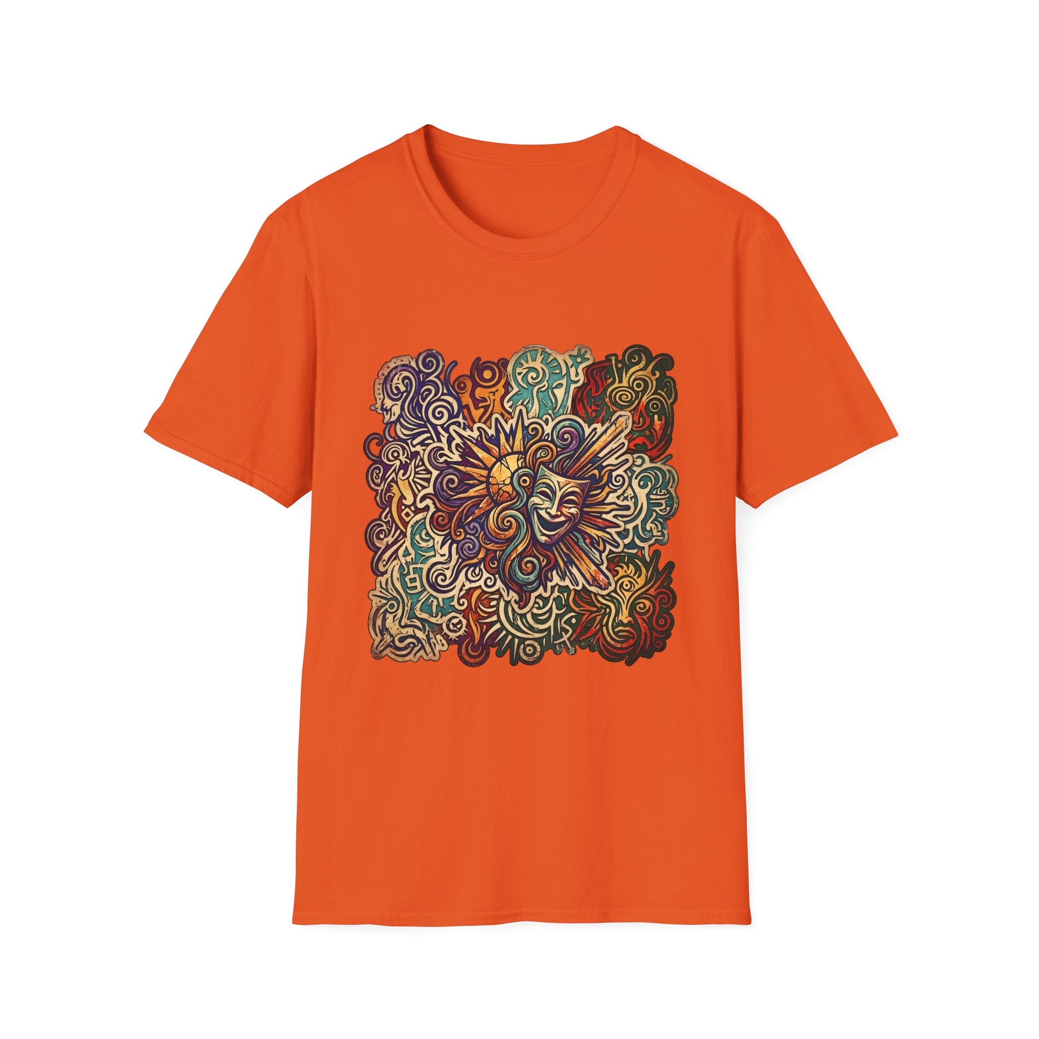 Unisex T-Shirt - Retro Psychedelic Theater Comedy Mask | Abstract Art