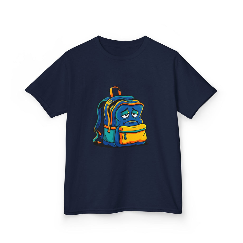 Kids Heavy Cotton Tee - Sad Backpack Cartoon | Back to School 2026