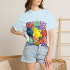 Unisex Garment-Dyed T-Shirt - Diverse Emotional Cartoon Creatures