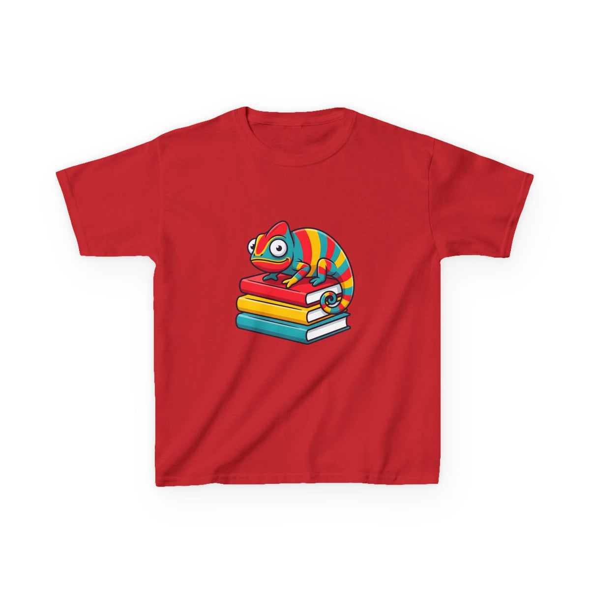 Kids T-Shirt - Whimsical Chameleon Reading Books | School Tee