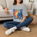 Abstract T-Shirt - Psychedelic Starburst Graphic Tee | Dynamic Blue