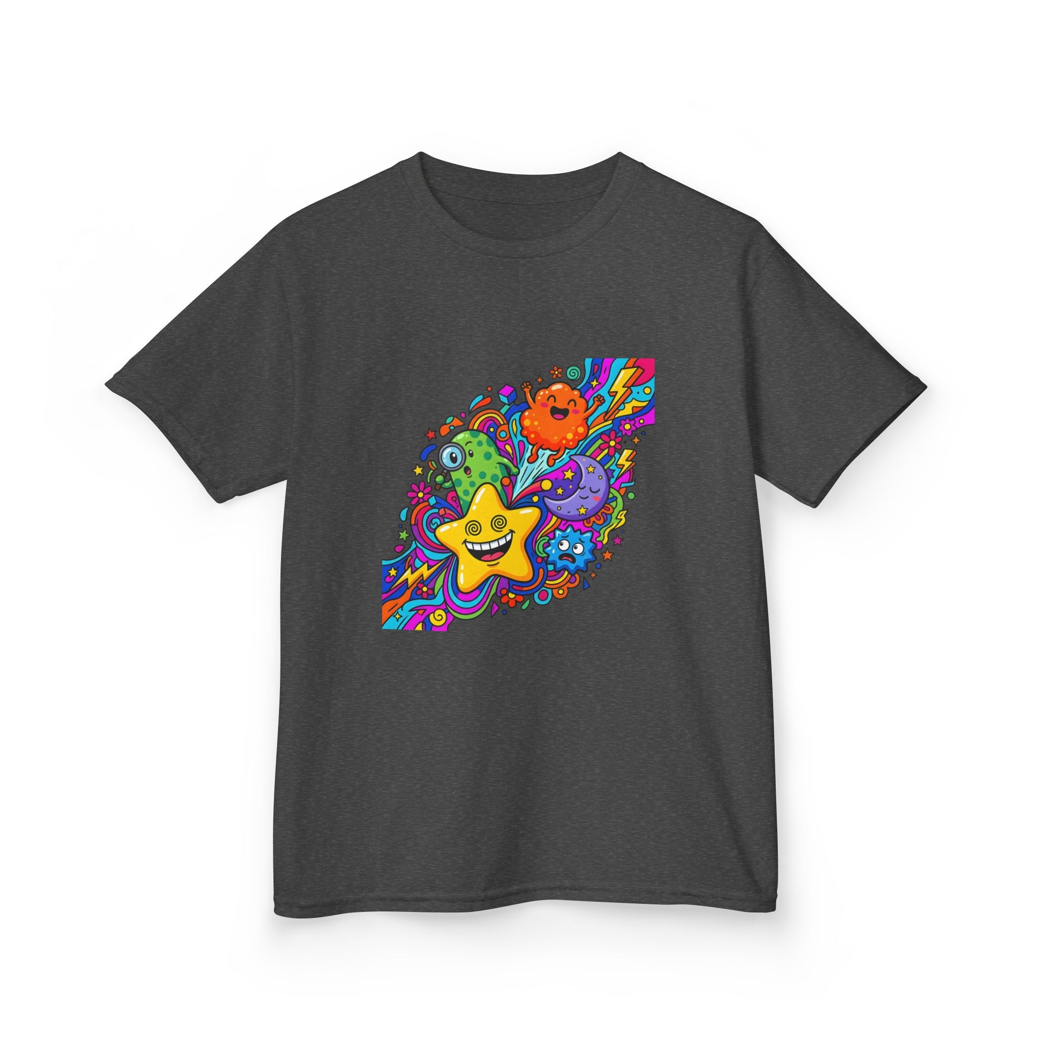 Kids Psychedelic Monster Tee - Vibrant Cartoon Doodle Shirt