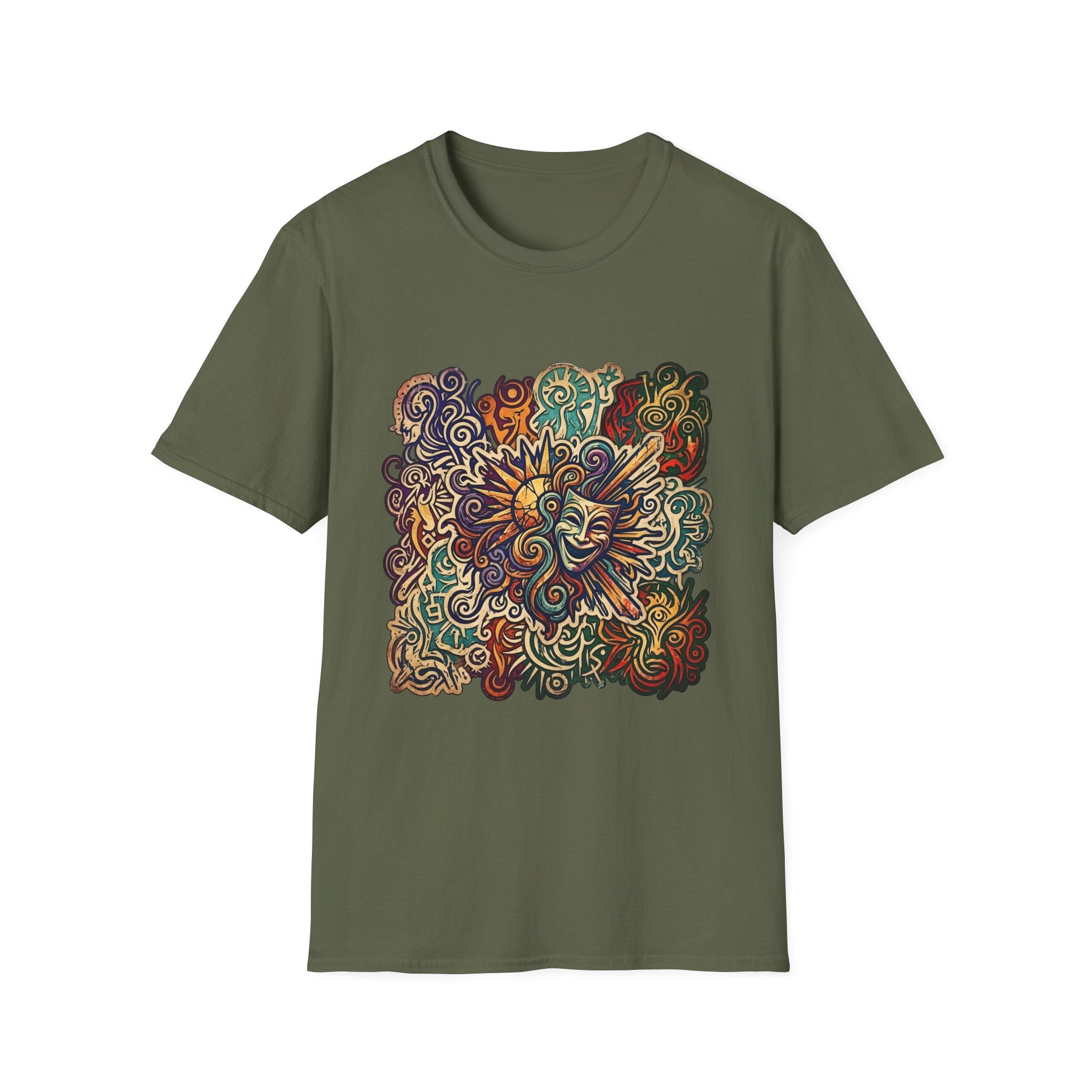 Unisex T-Shirt - Retro Psychedelic Theater Comedy Mask | Abstract Art