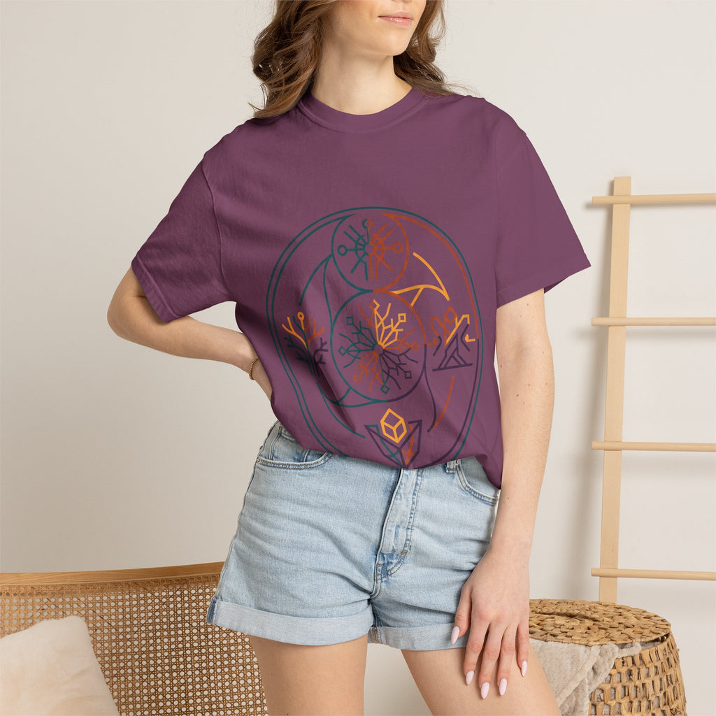 Unisex Garment-Dyed T-Shirt - Minimalist Geometric Nature Art