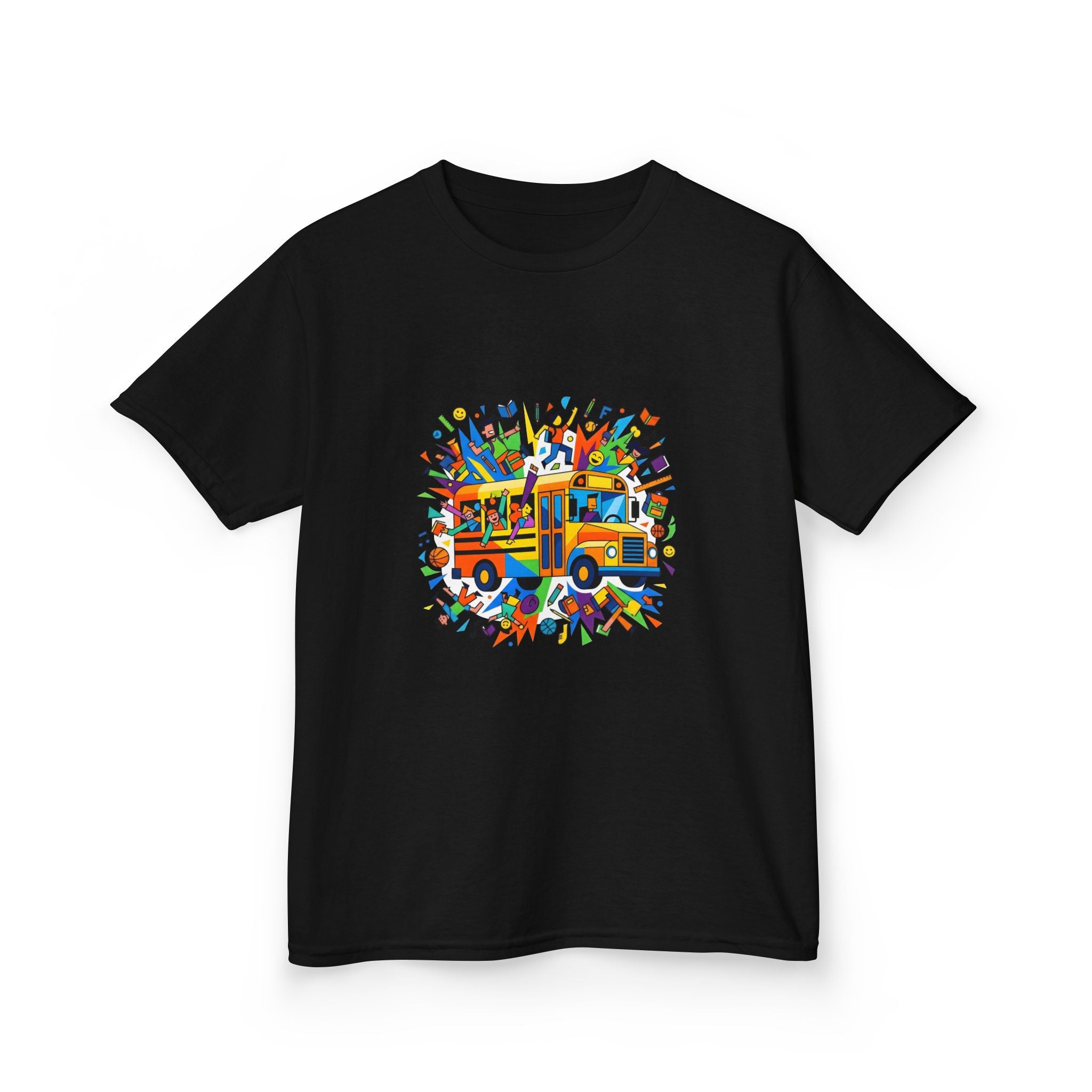 Kids Back to School Tee - Colorful School Bus & Student Shirt