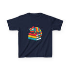 Kids T-Shirt - Whimsical Chameleon Reading Books | School Tee