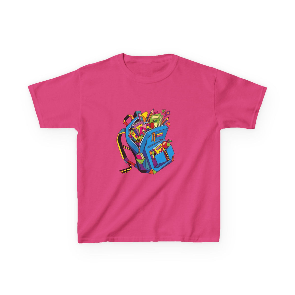 Kids Tee - Vibrant Geometric School Supplies Cartoon | Back to School
