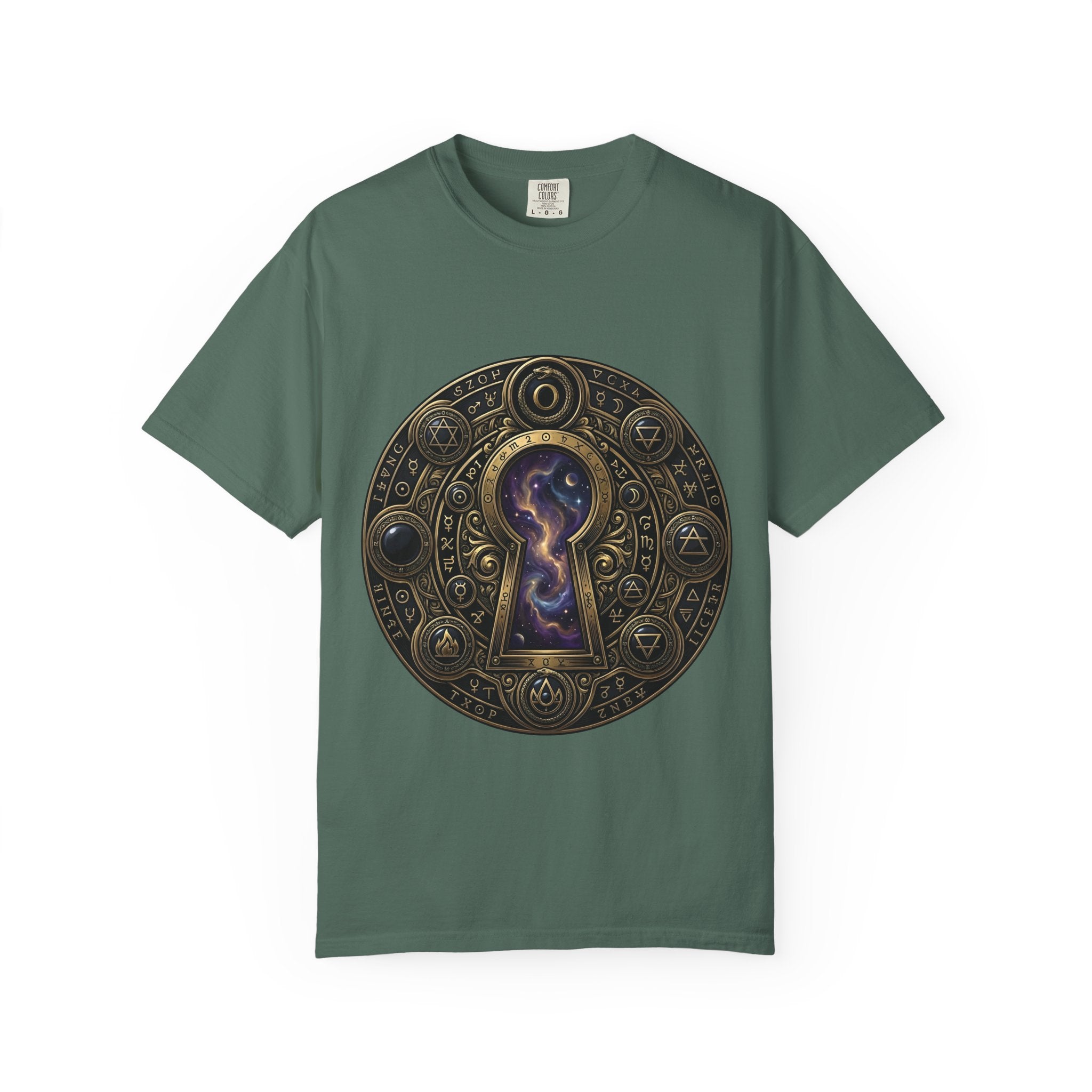 T-shirt - Celestial Keyhole Galaxy | Occult Alchemical Gold