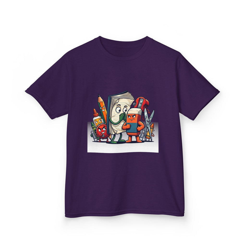 Kids Cartoon T-Shirt - Mischievous School Supplies & Stationery