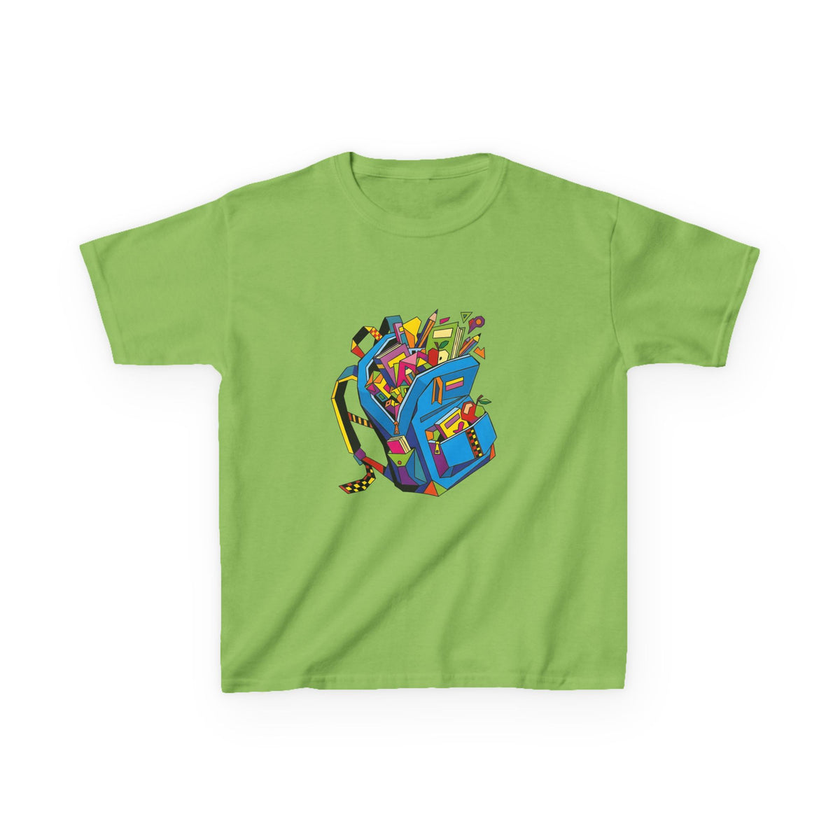Kids Tee - Vibrant Geometric School Supplies Cartoon | Back to School