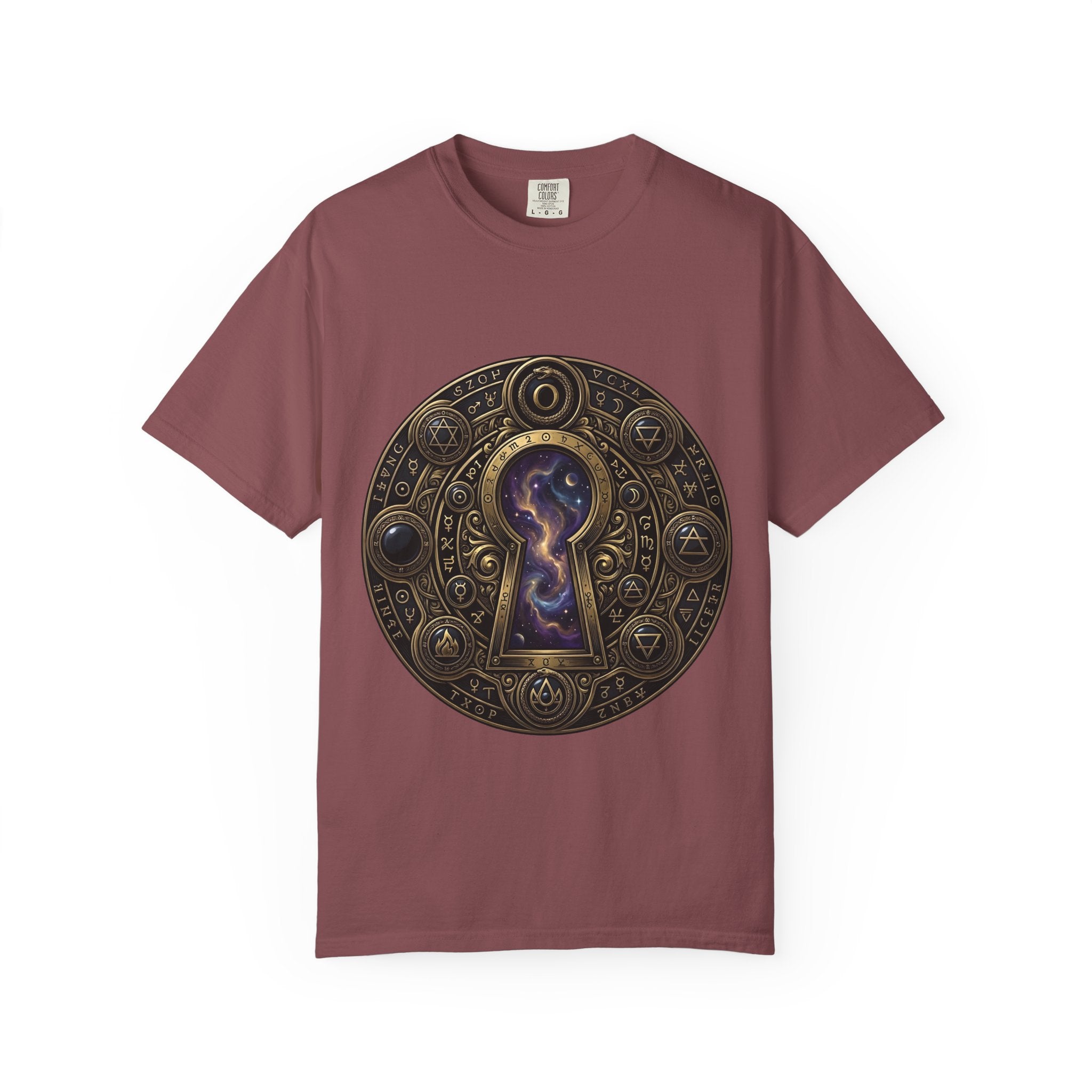 T-shirt - Celestial Keyhole Galaxy | Occult Alchemical Gold