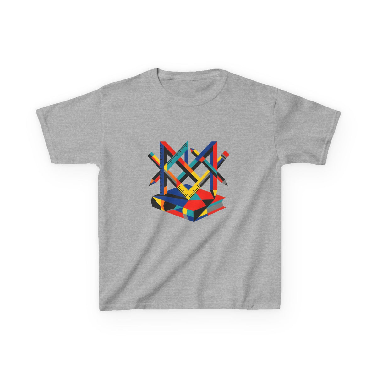 Kids Tee - Bauhaus Geometric Design Tools Graphic | Primary Colors