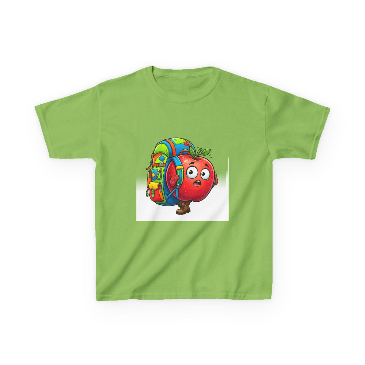 Kids Tee - Adventurous Apple Character Hiking T-Shirt