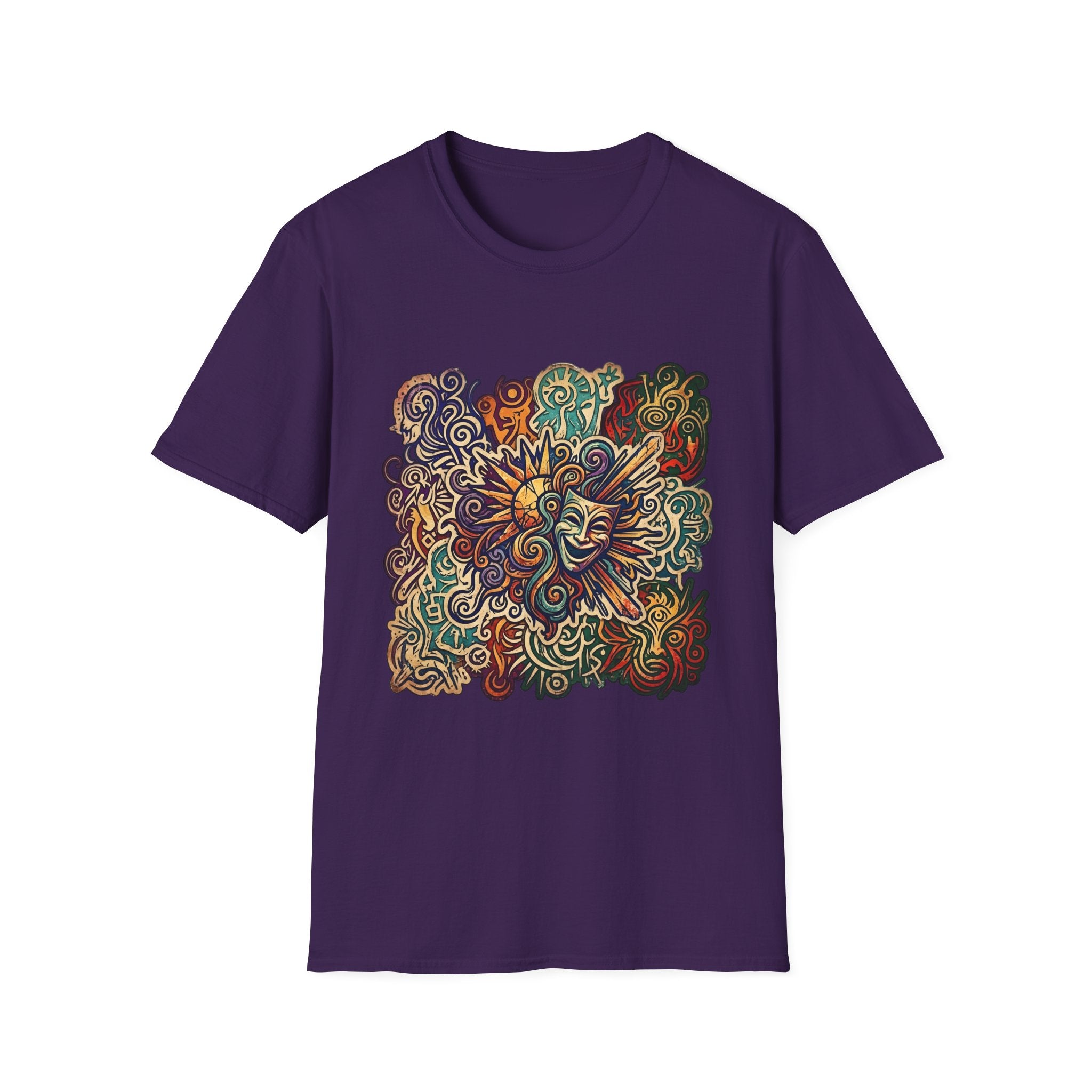 Unisex T-Shirt - Retro Psychedelic Theater Comedy Mask | Abstract Art