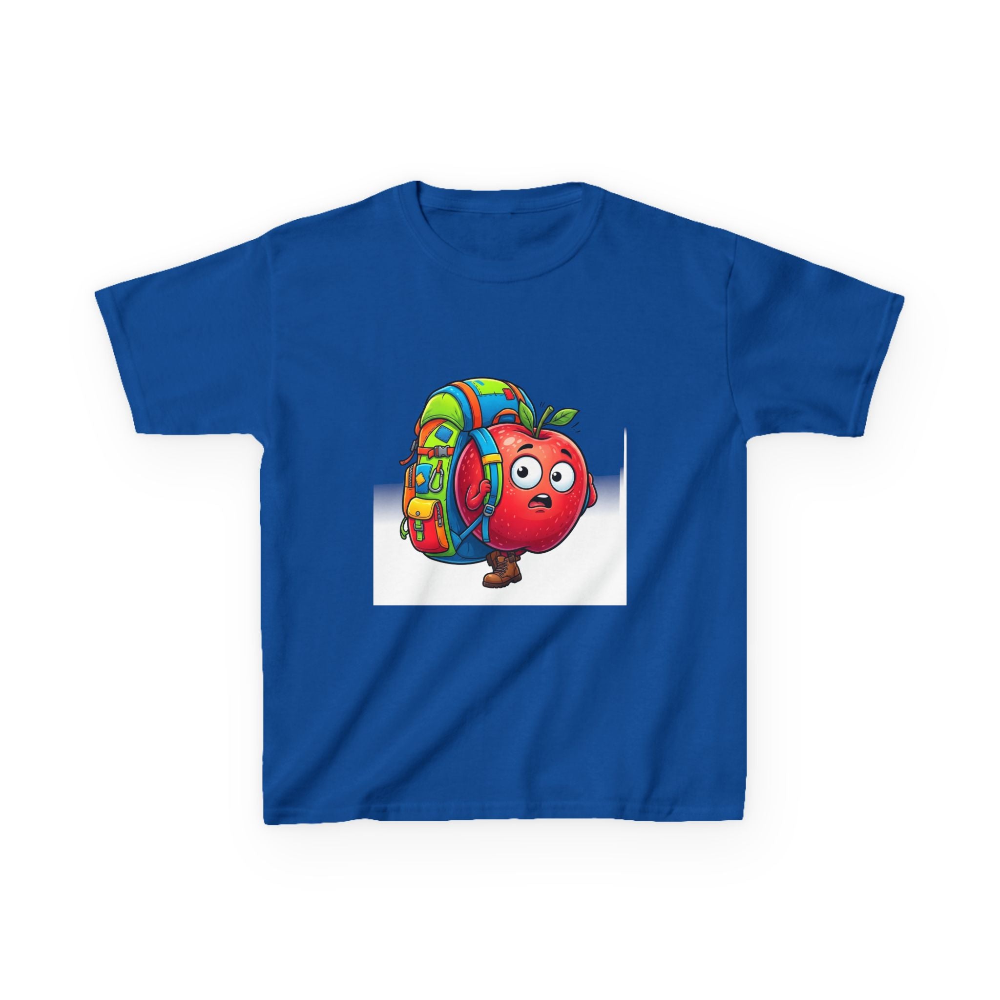 Kids Tee - Adventurous Apple Character Hiking T-Shirt