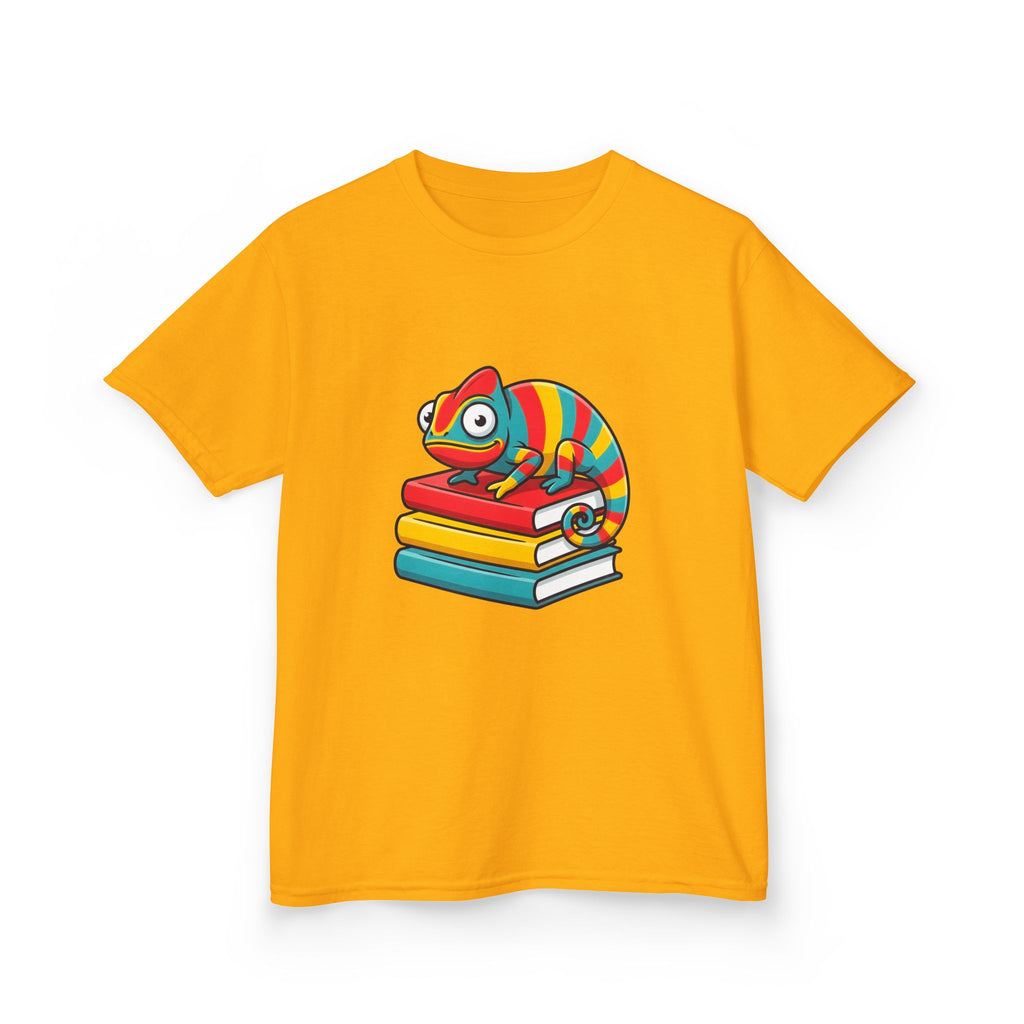 Kids T-Shirt - Whimsical Chameleon Reading Books | School Tee