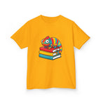 Kids T-Shirt - Whimsical Chameleon Reading Books | School Tee