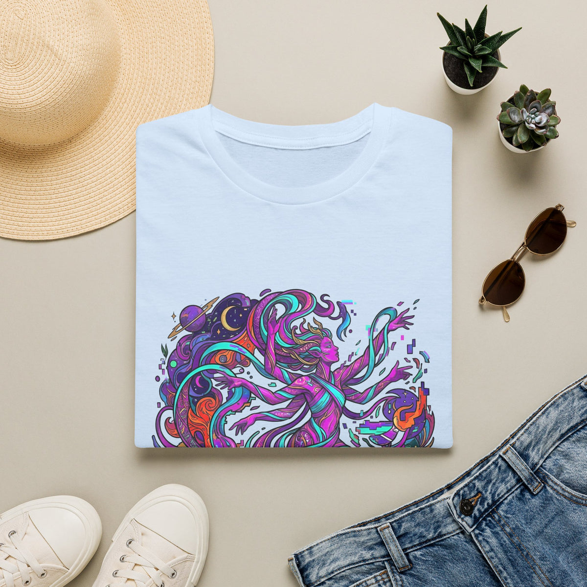 T-Shirt - Vibrant Psychedelic Cosmic Goddess Spiritual Flow