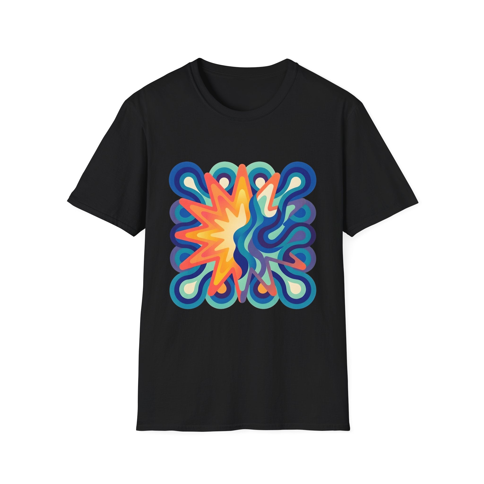 Abstract T-Shirt - Psychedelic Starburst Graphic Tee | Dynamic Blue