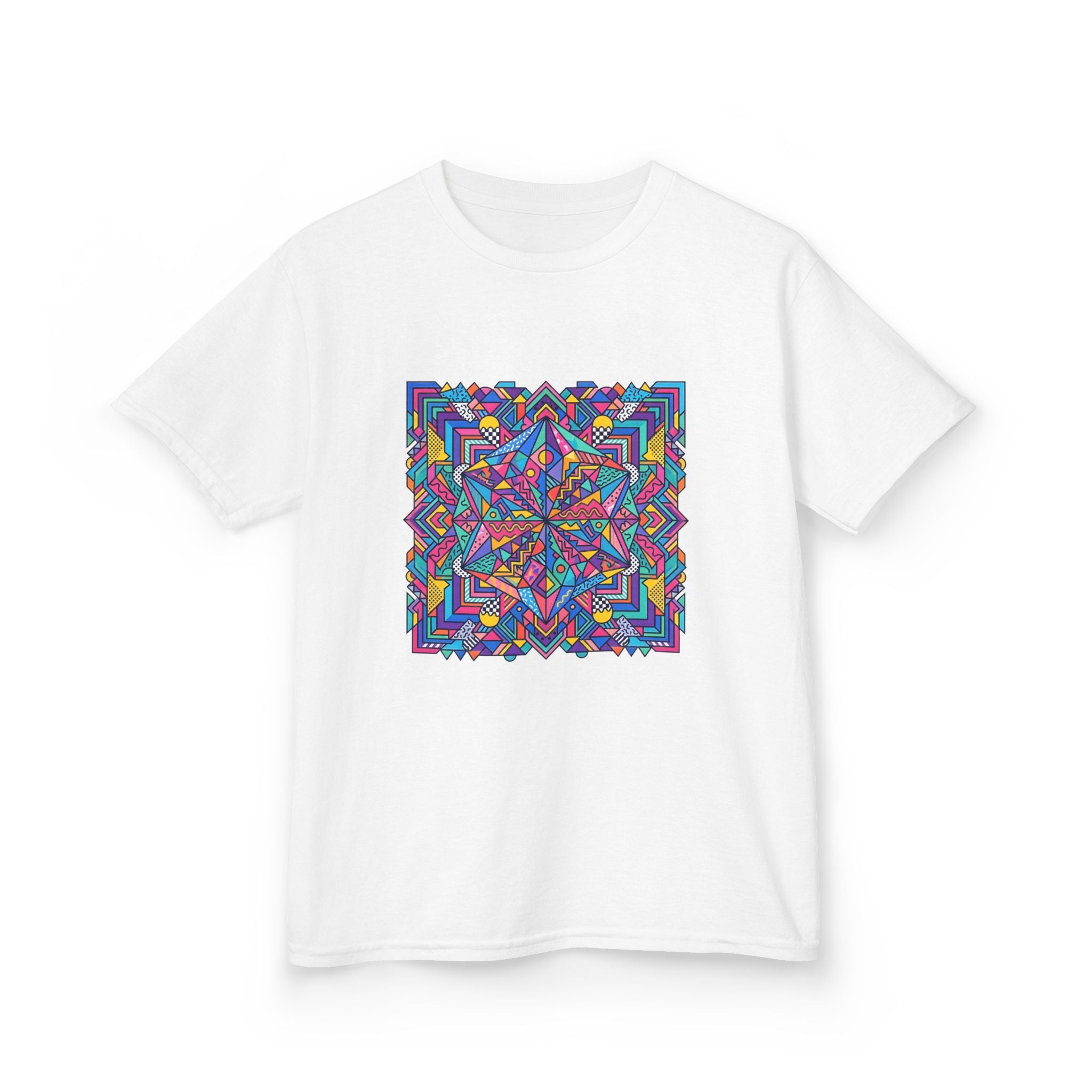 Kids Tee - Retro Geometric Kaleidoscope Abstract | 90s Aesthetic Top