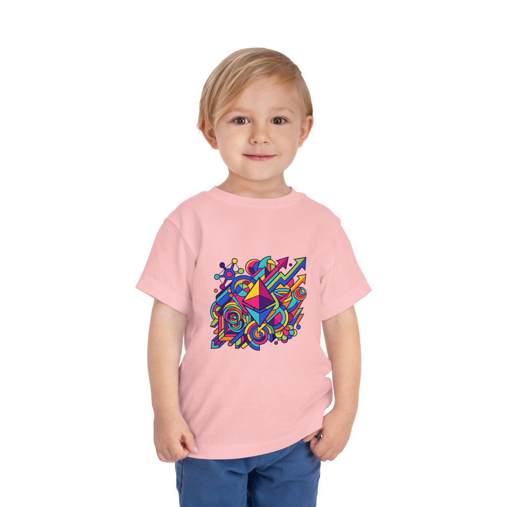 Toddler Crypto Shirt - Neon Geometric Digital Art | Blockchain Kids