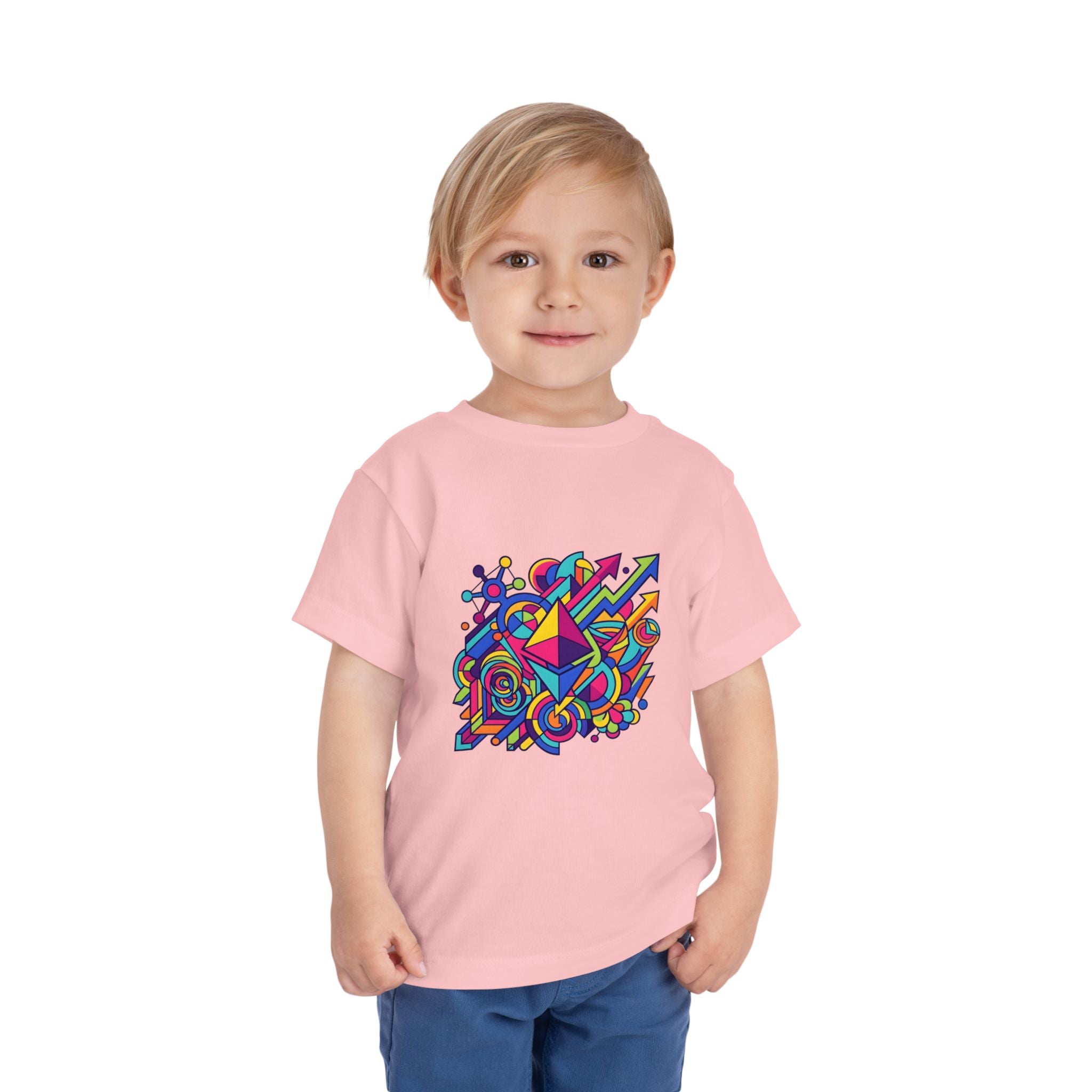Toddler Crypto Shirt - Neon Geometric Digital Art | Blockchain Kids