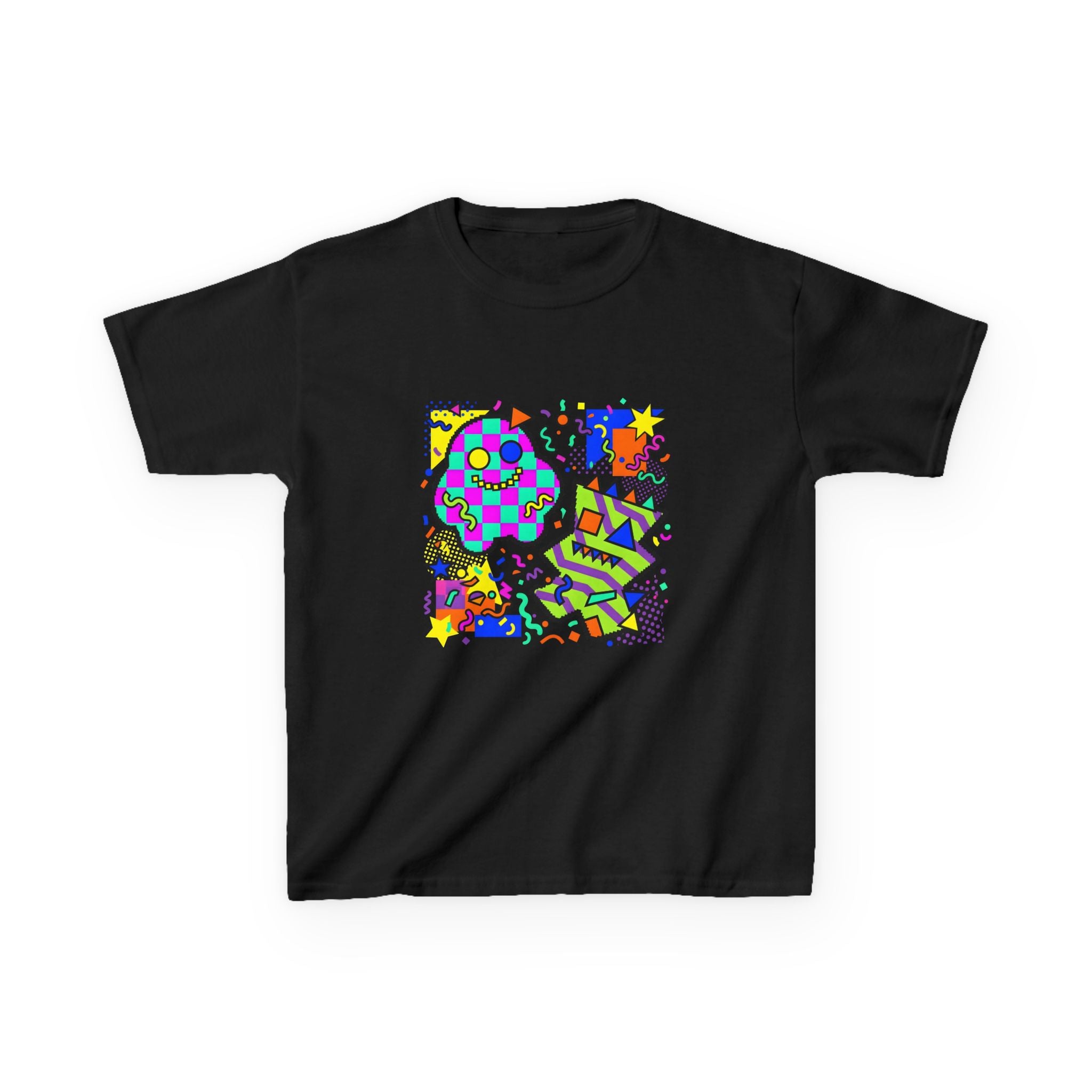 Kids Tee - Playful 90s Geometric Monsters | Retro Abstract